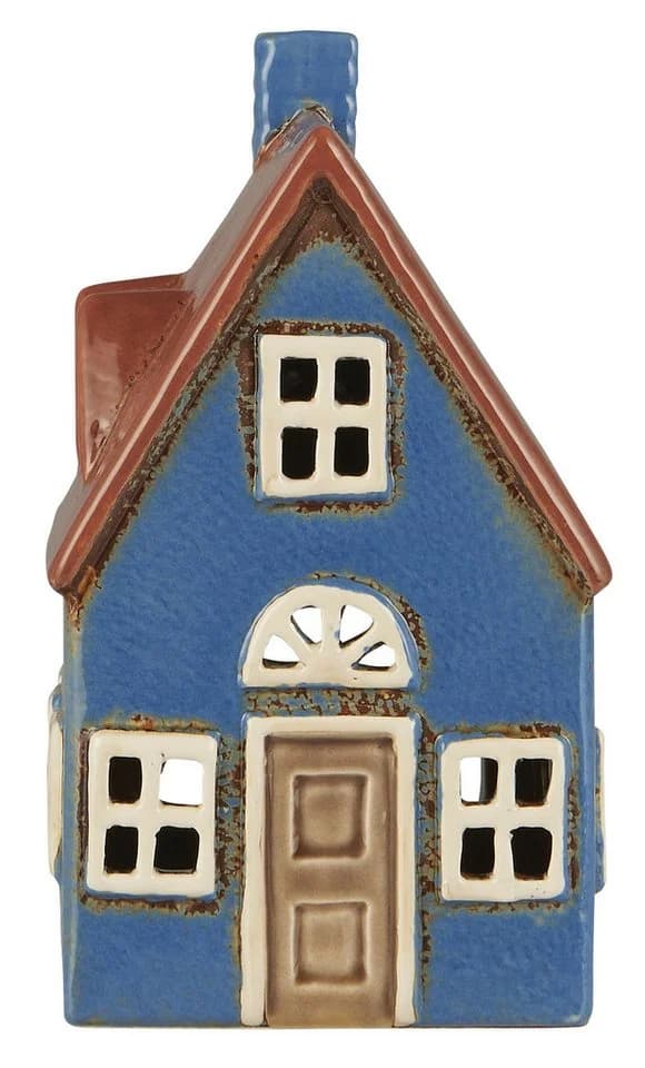 Ib Laursen Teelichthaus Nyhavn Keramik Blau Braun