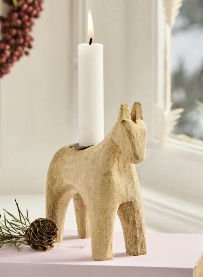 Ib Laursen Kerzenhalter Pferd Holz Natur