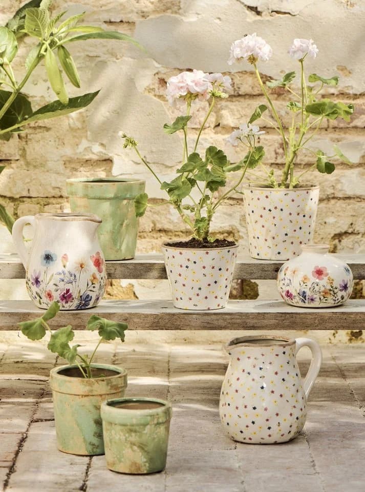Ib Laursen Blumentopf Übertopf Keramik Blumenmuster
