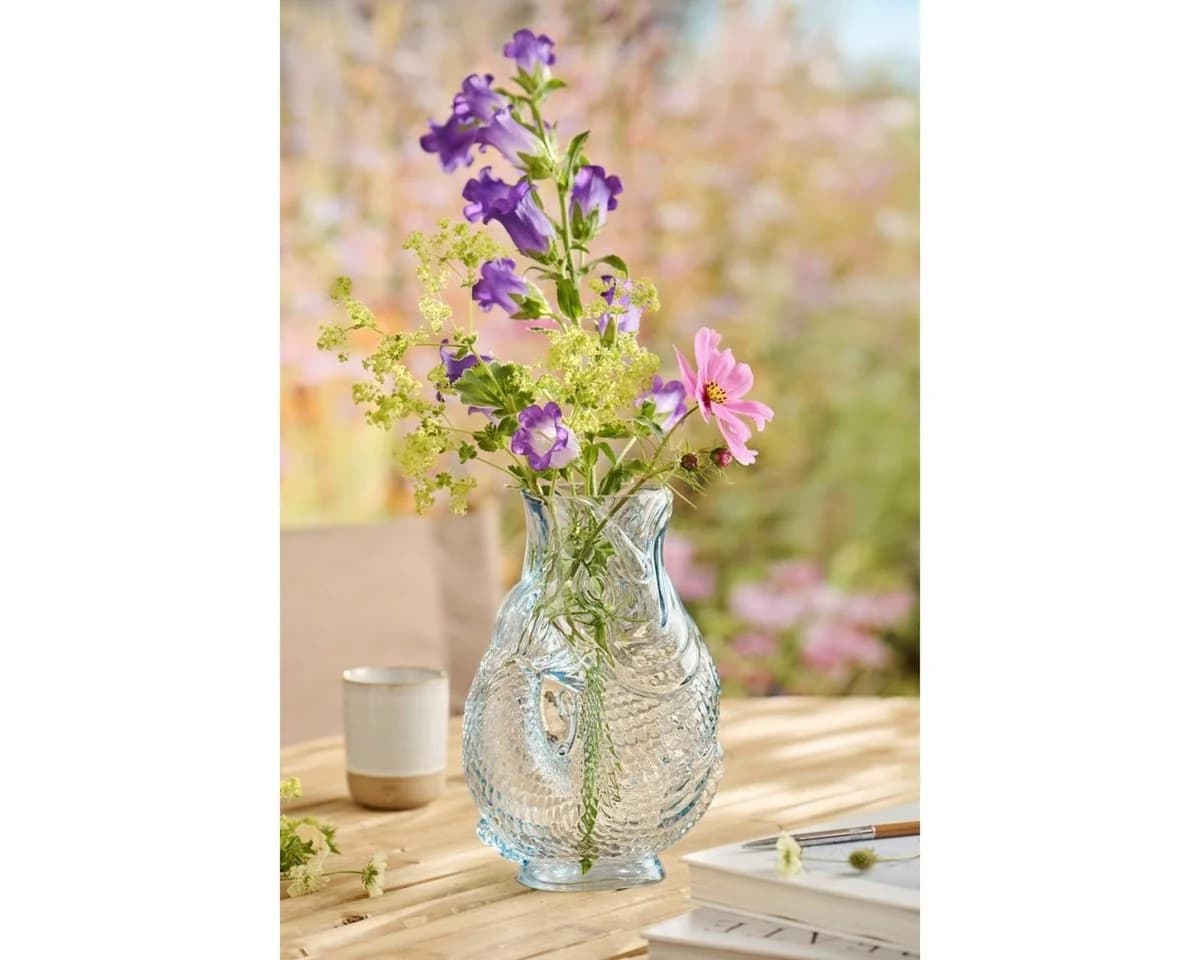 Ib Laursen Fisch-Vase Blau Glas