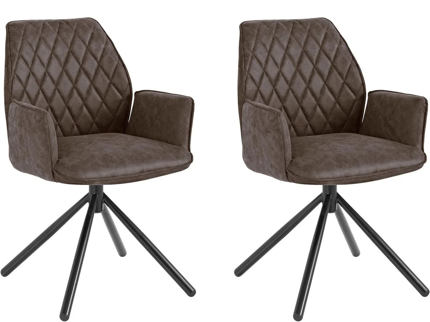 loft24 Esszimmerstuhl Pablo 2er-Set mit Armlehne dunkelbraun