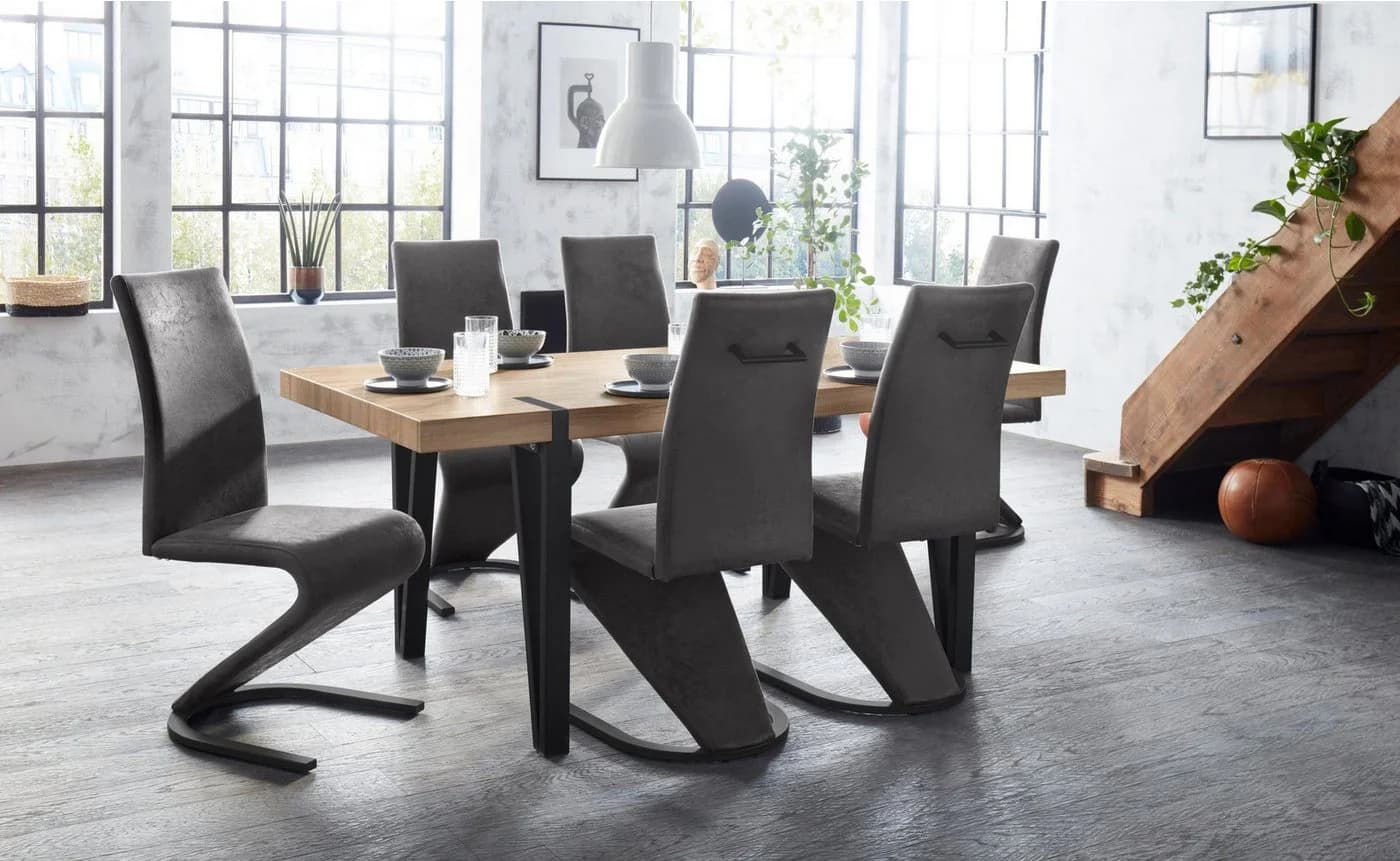 loft24 Freischwinger Zap Esszimmerstuhl Microfaser 2er-Set
