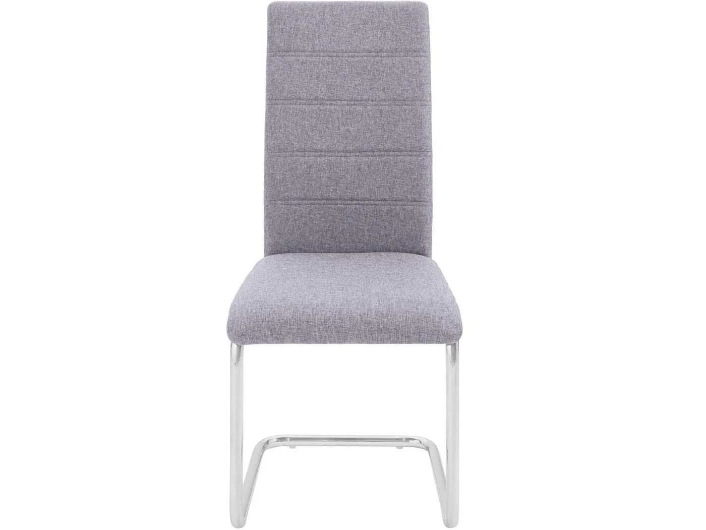 loft24 Freischwinger Dorte 4er-Set Esszimmerstuhl Grau Chrom