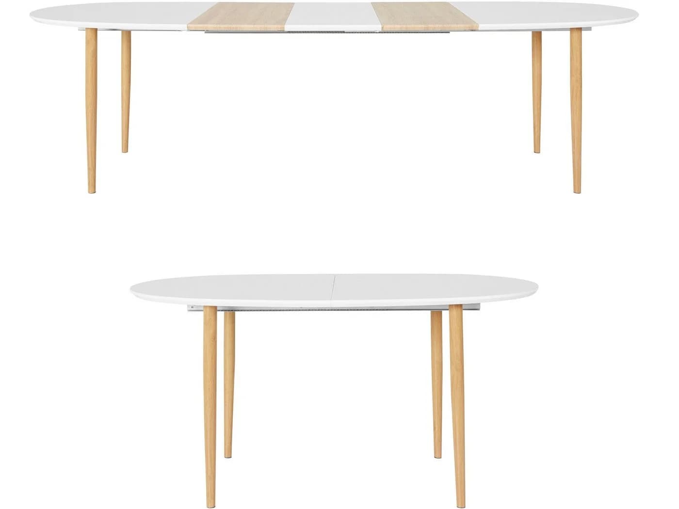 loft24 Esstisch Oswald Oval Weiß Erweiterbar Skandinavisch