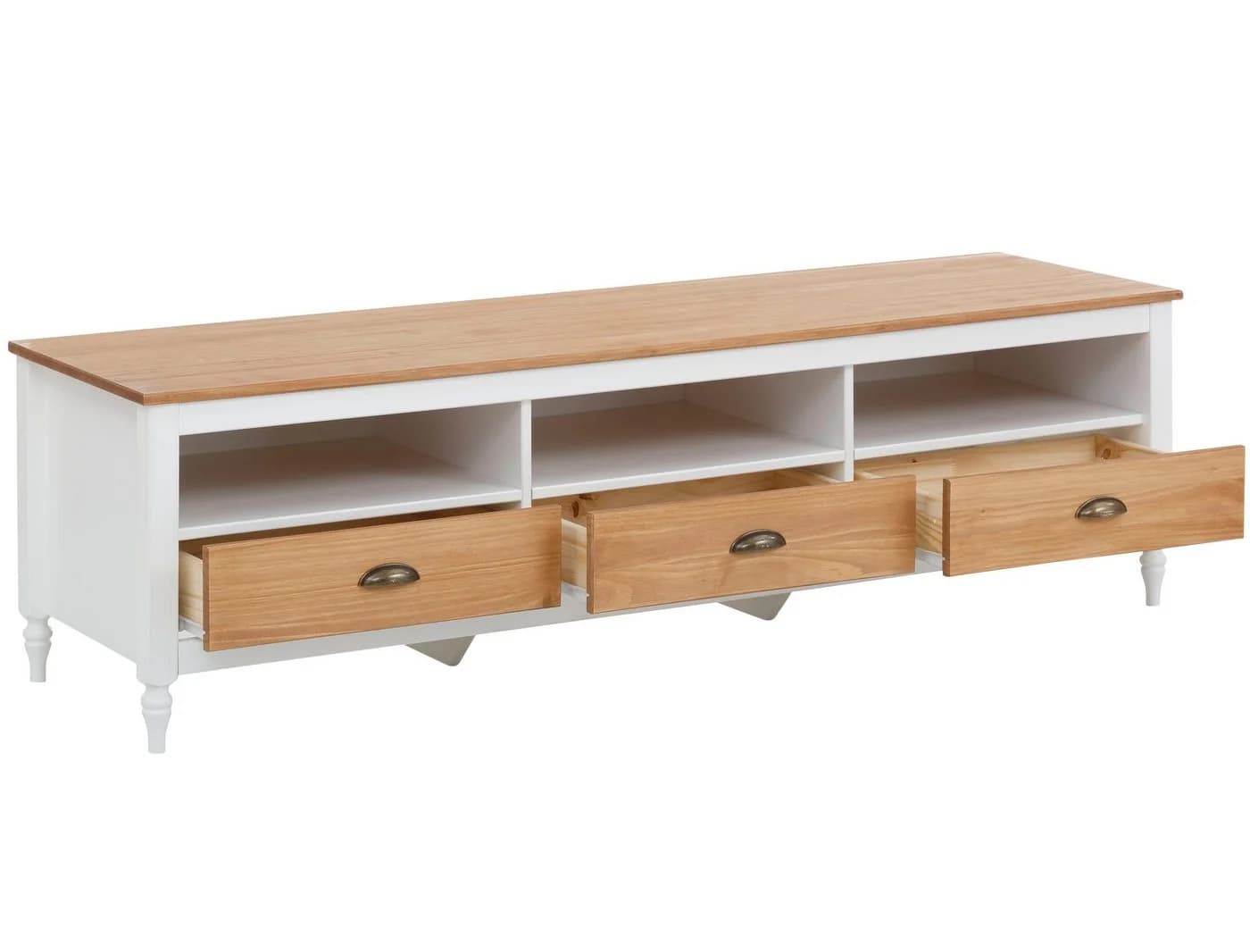 loft24 Lowboard Rini TV-Bank Fernsehschrank 3 Schubladen Kiefer