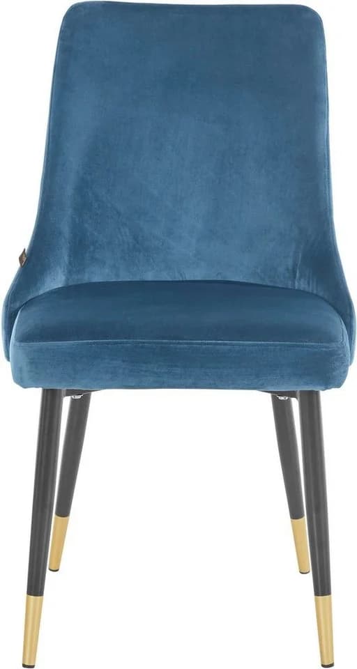 loft24 Esszimmerstuhl Inge 2er-Set Blau Samt Metallgestell
