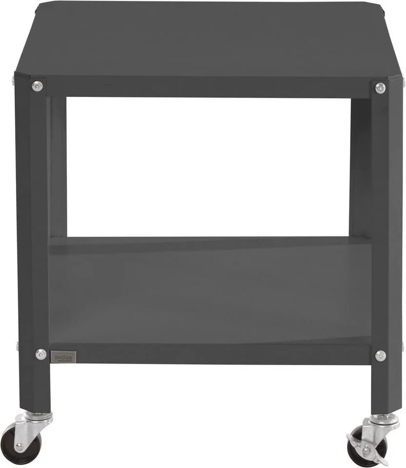 loft24 Beistelltisch Phoebe Schwarz Metall mit Rollen Industrial