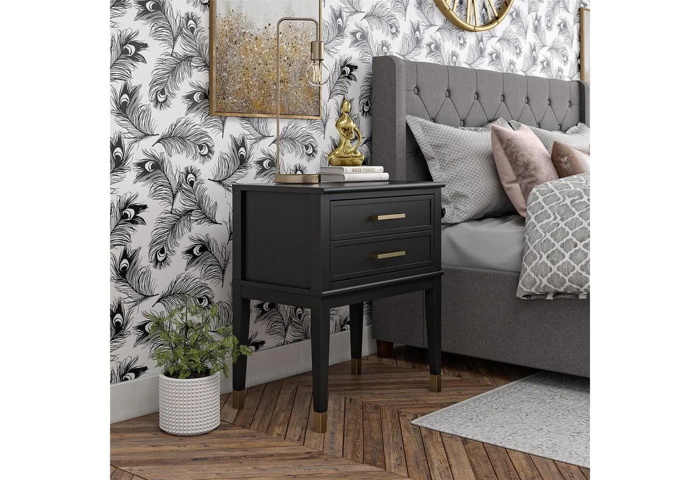 loft24 Beistelltisch Westerleigh mit Schublade Schwarz