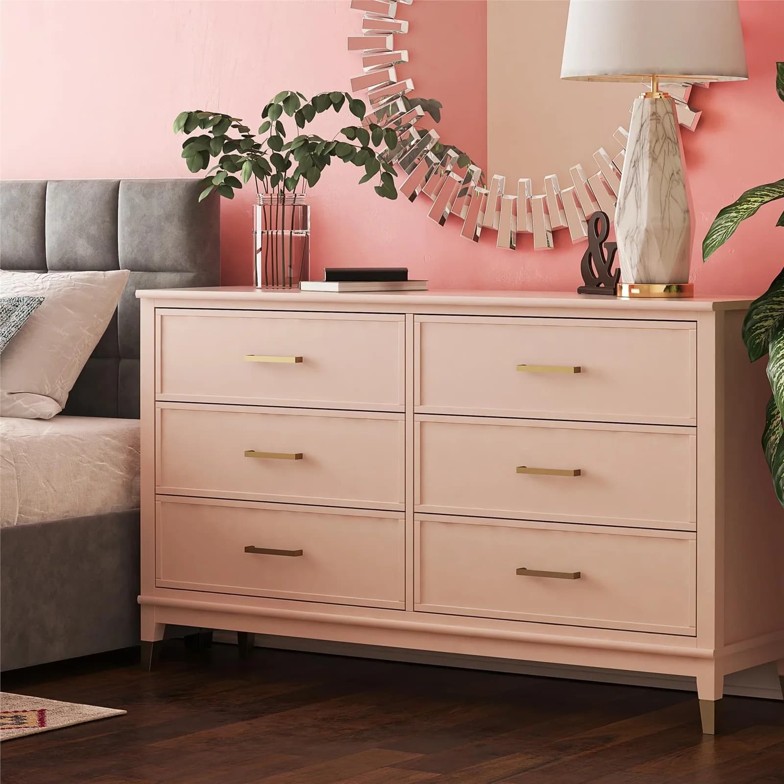 CosmoLiving Kommode Westerleigh Rosa 6 Schubladen