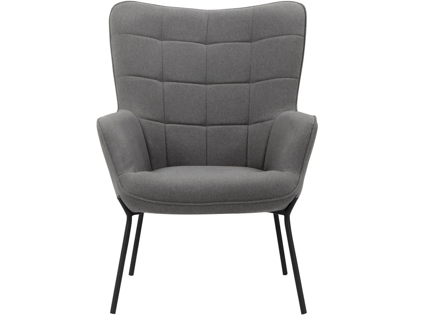 loft24 Loungesessel Bruce Grau Samt Metallgestell