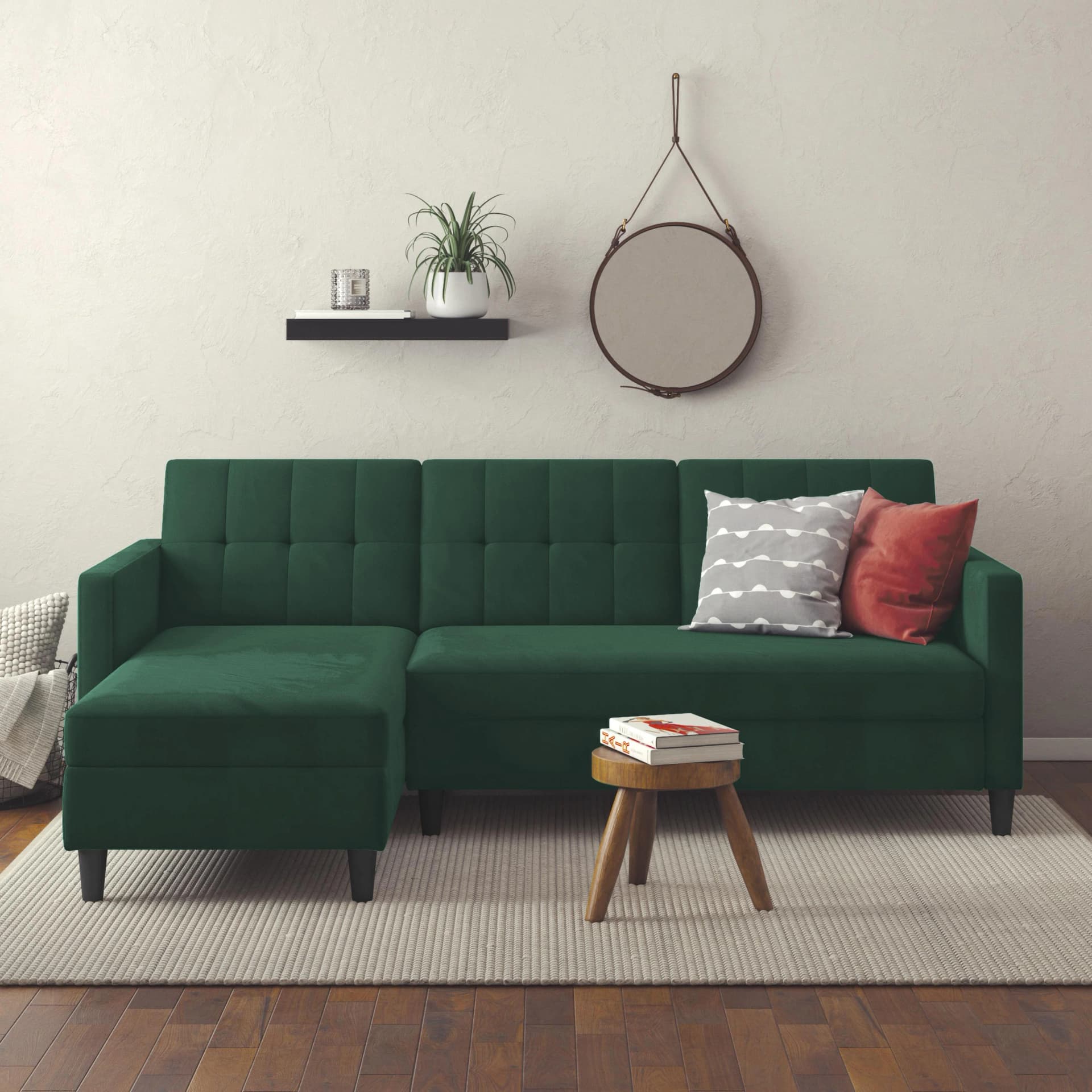 DOREL HOME Ecksofa Hartford II Dunkelgrün mit Bettfunktion und Stauraum