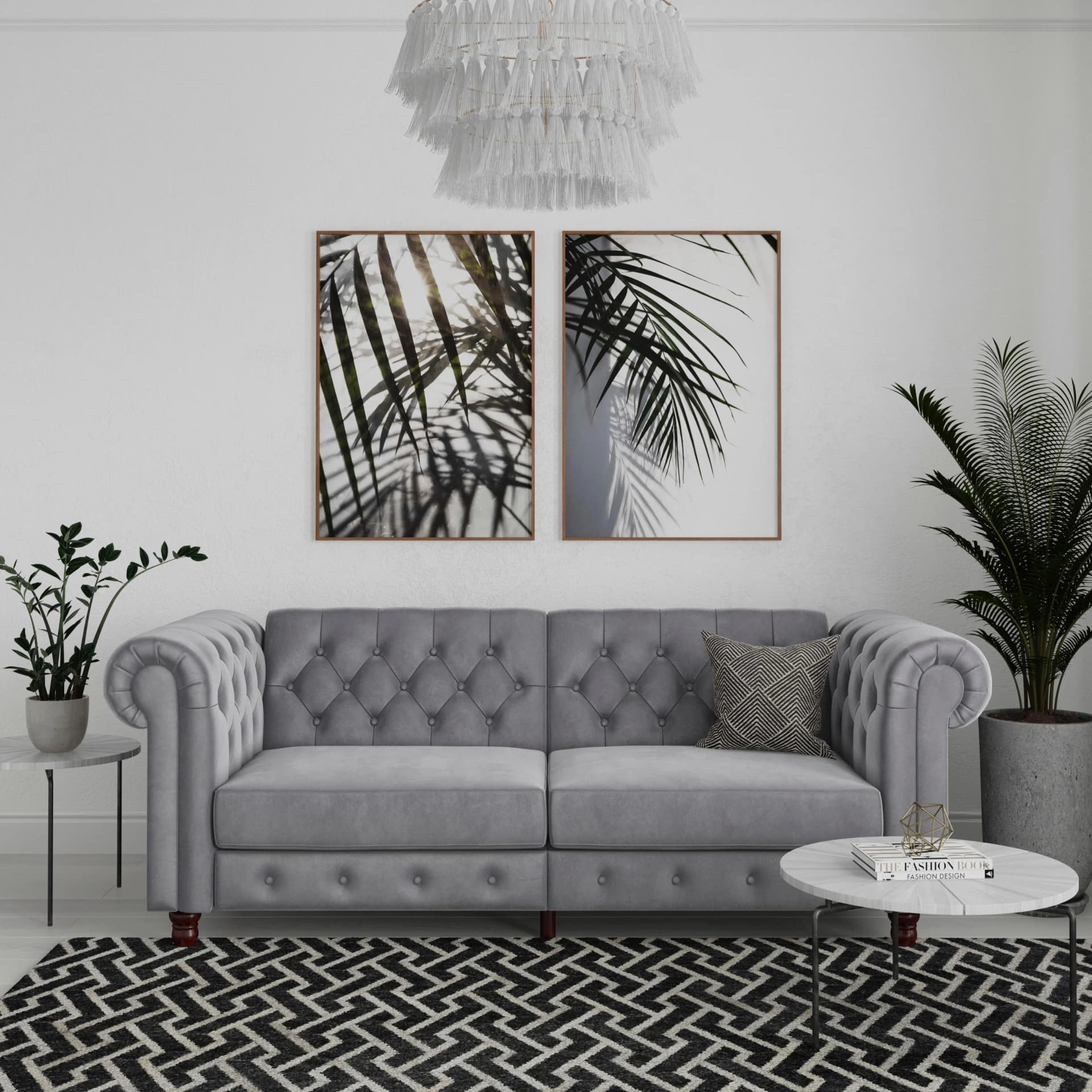 DOREL HOME Schlafsofa Felix 3-Sitzer Hellgrau Velours