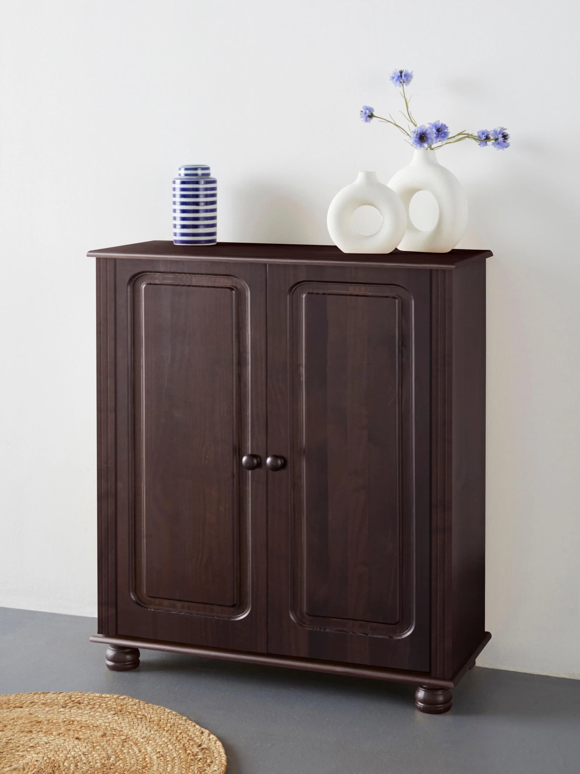 OTTO HOME Highboard Mette Dunkelbraun Massivholz mit 2 Türen