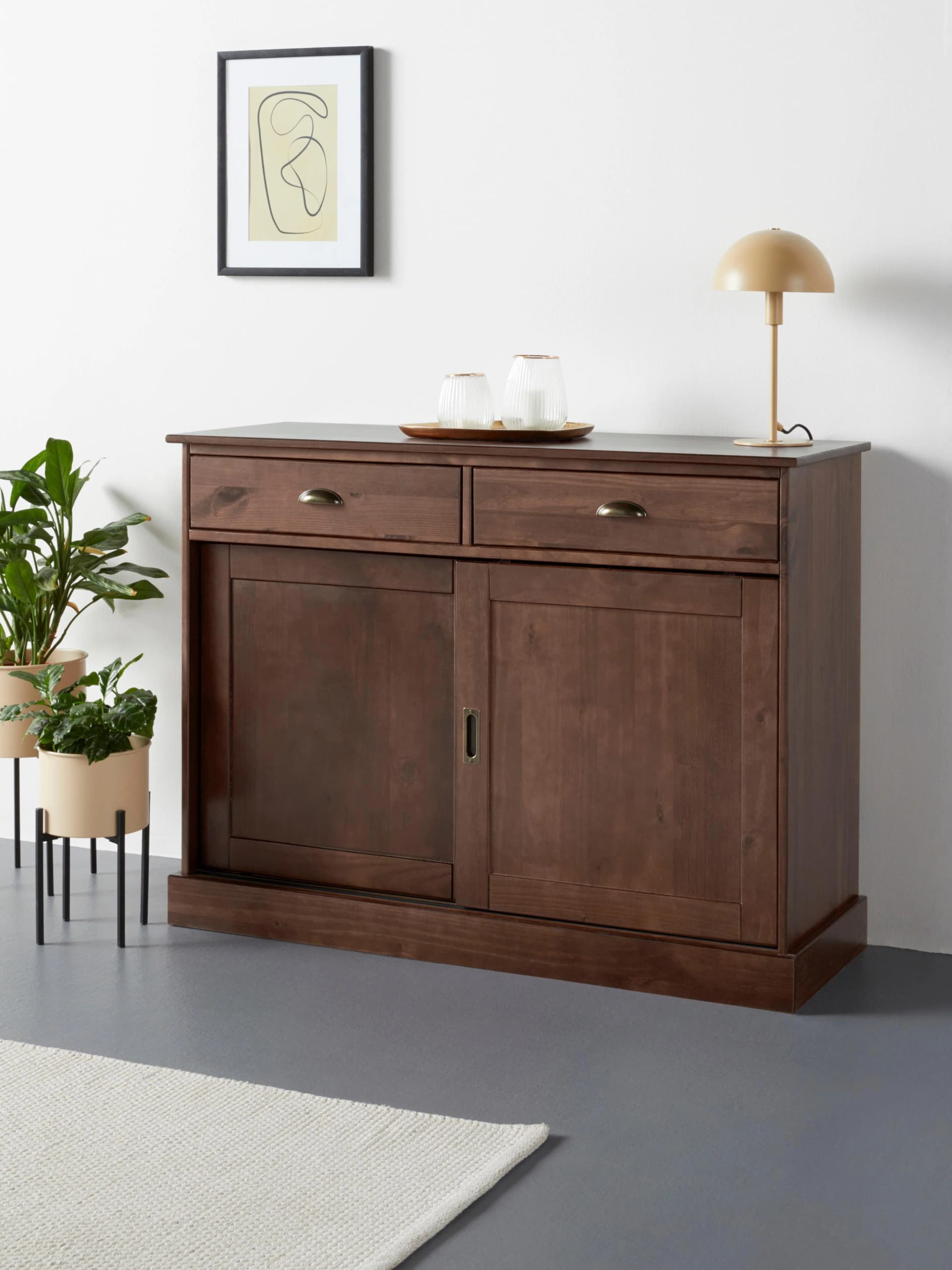OTTO HOME Sideboard Schröder Braun Massivholz 2 Schiebetüren