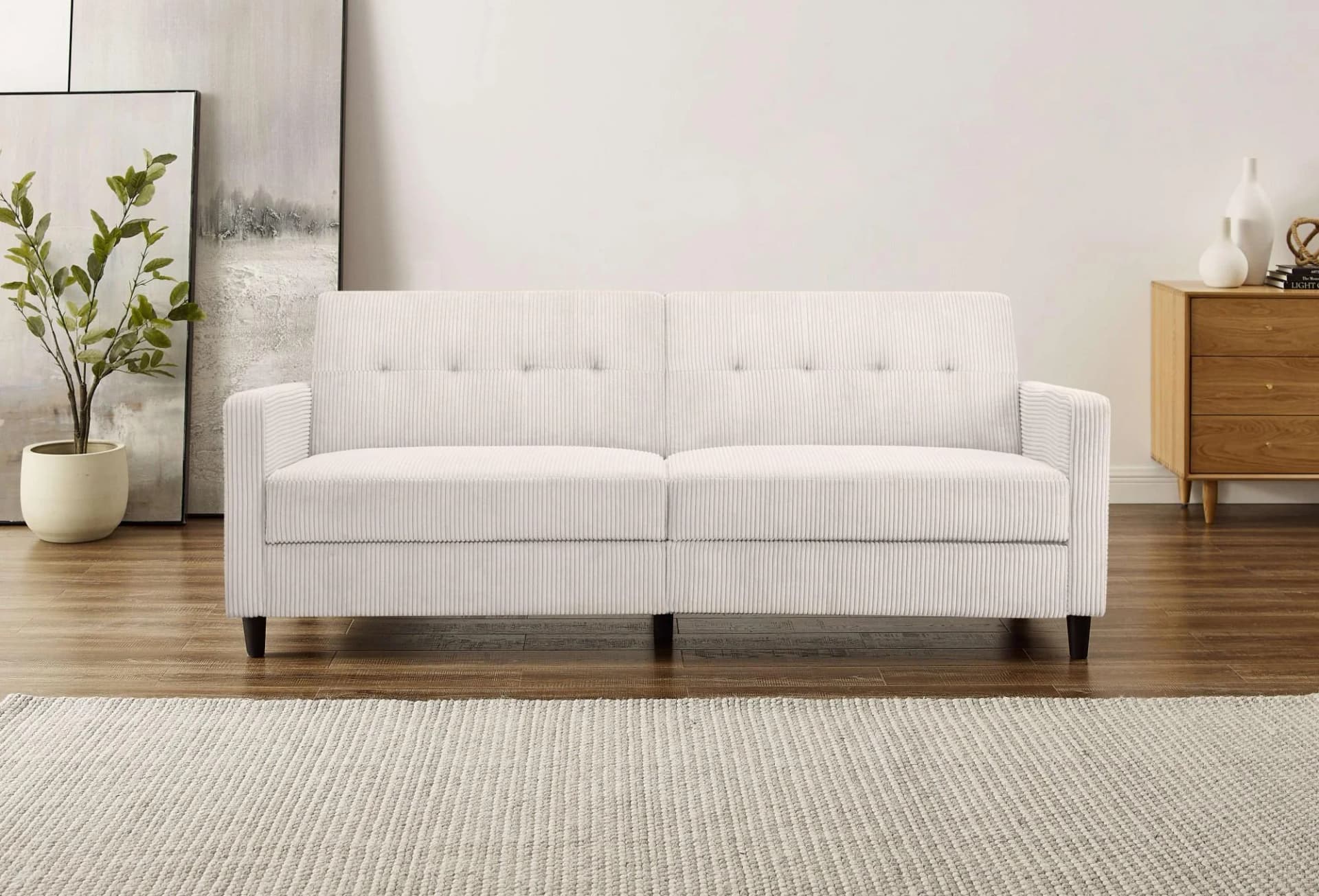 DOREL HOME Hartford II 3-Sitzer Sofa mit Bettfunktion Creme Cord