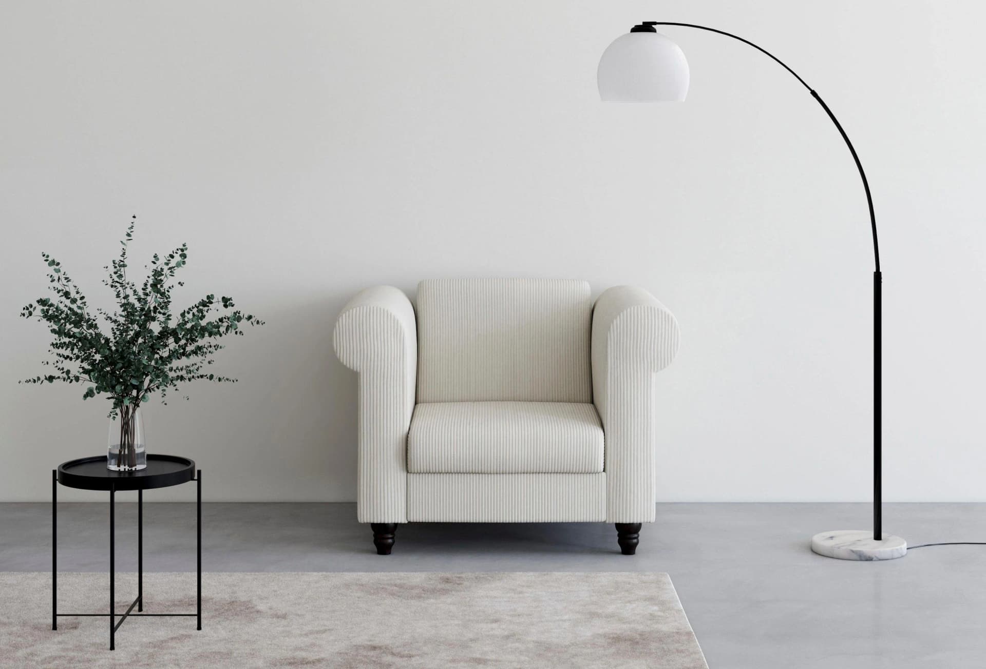 DOREL HOME Chesterfield-Sessel Felix II Creme Cord Verstellbar