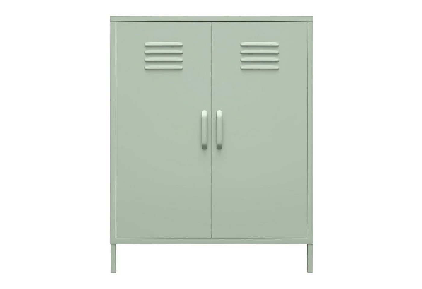 loft24 Metallschrank Mission District Highboard 2 Türen Retro Grün