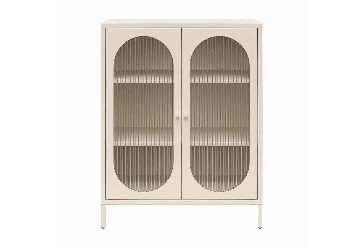 loft24 Highboard Luna Anrichte Metall 2 Glastüren Weiß