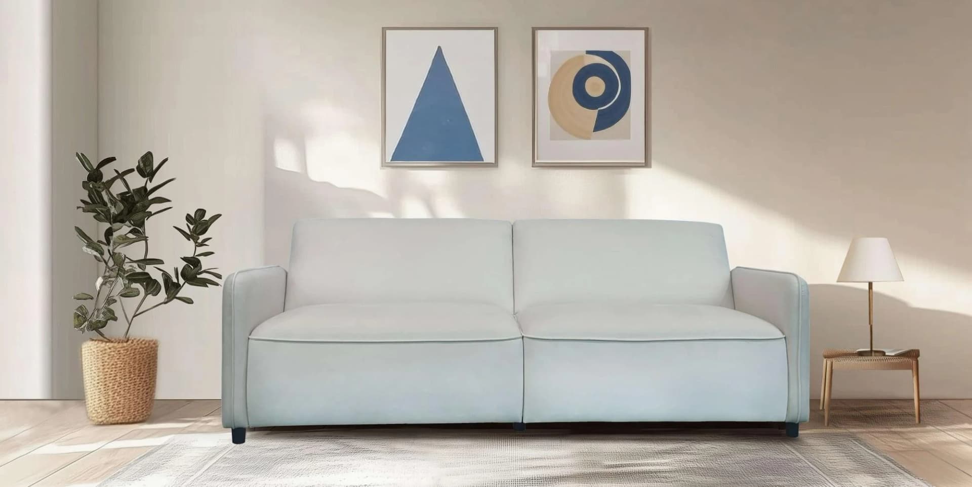 DOREL HOME Allie Curved Schlafsofa 3-Sitzer Creme Velours