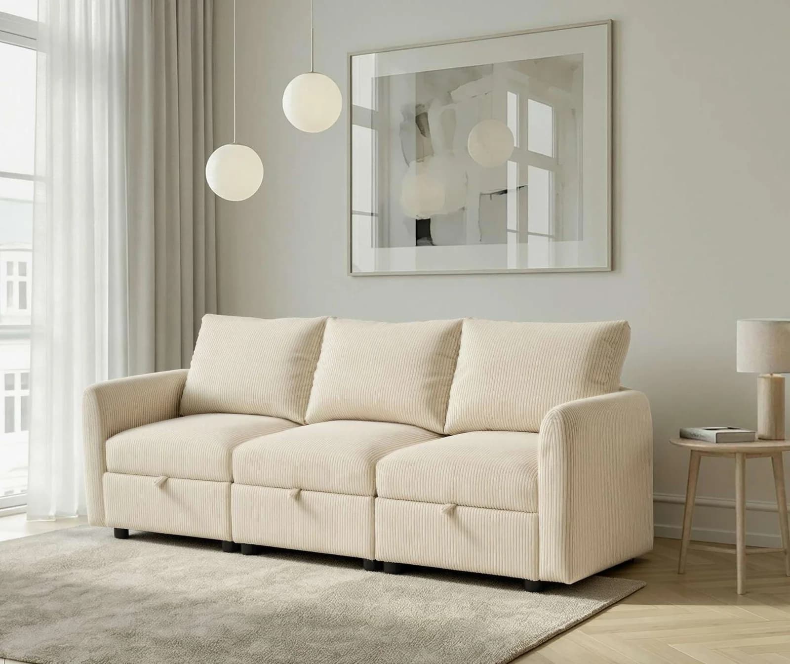 DOREL HOME STILHUS 3-Sitzer Modularsofa Beige Cord