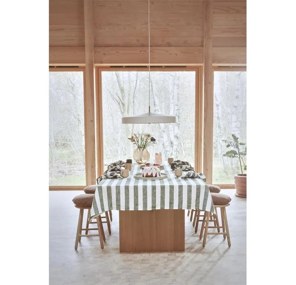 OYOY Tischdecke Bio-Baumwolle Streifen Weiß Olive