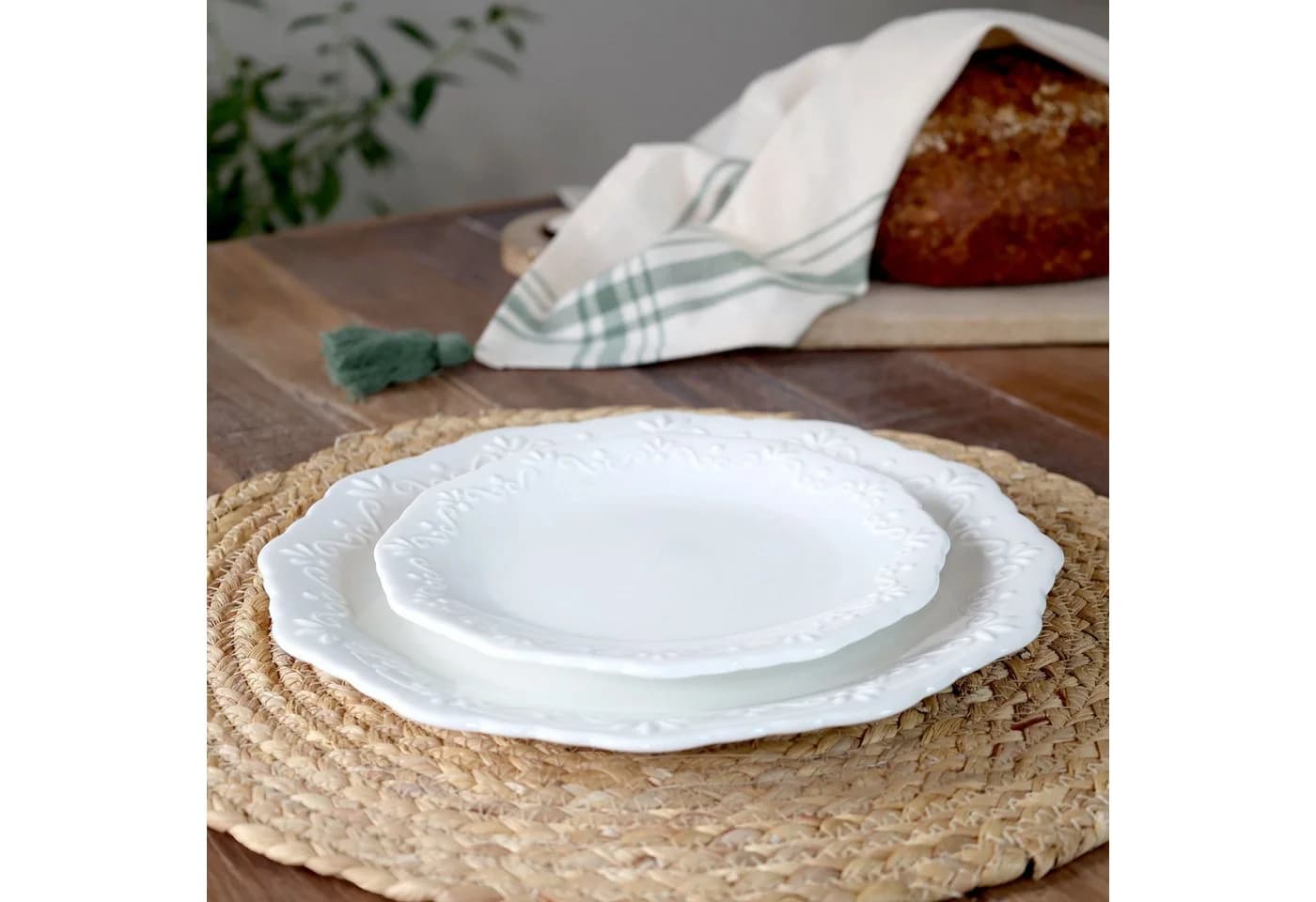 Chic Antique Teller Provence Porzellan Weiß Ø 19 cm