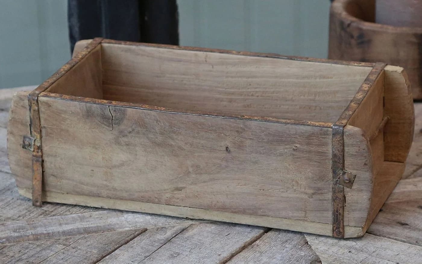 Chic Antique Holzkiste Ziegelform Braun Unikat Vintage