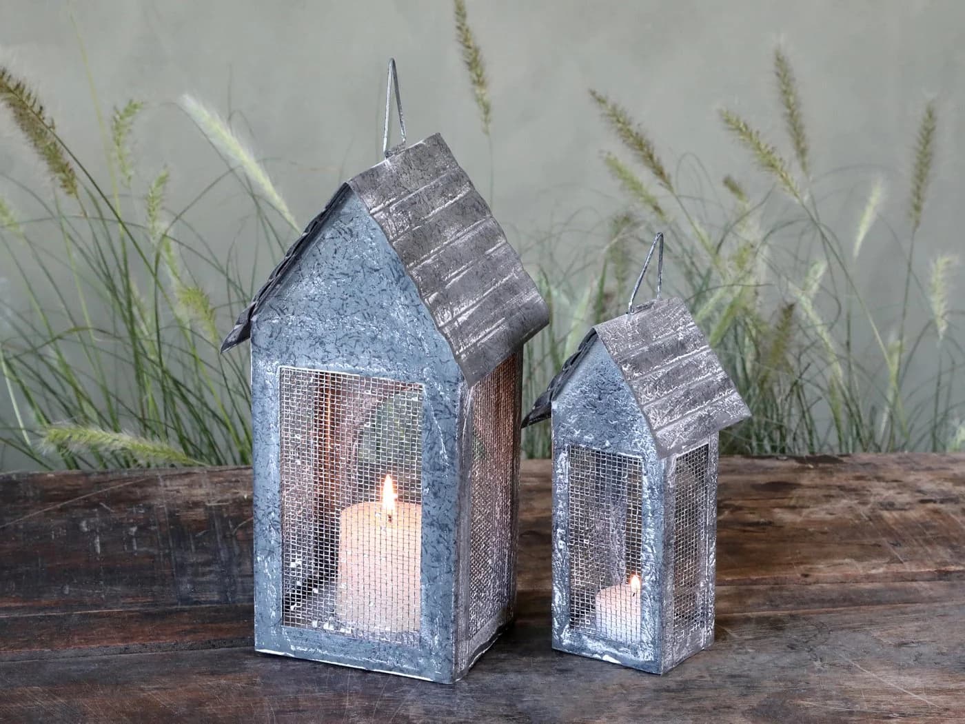 Chic Antique Kerzenlaterne Lichthaus Zink Antik Grau