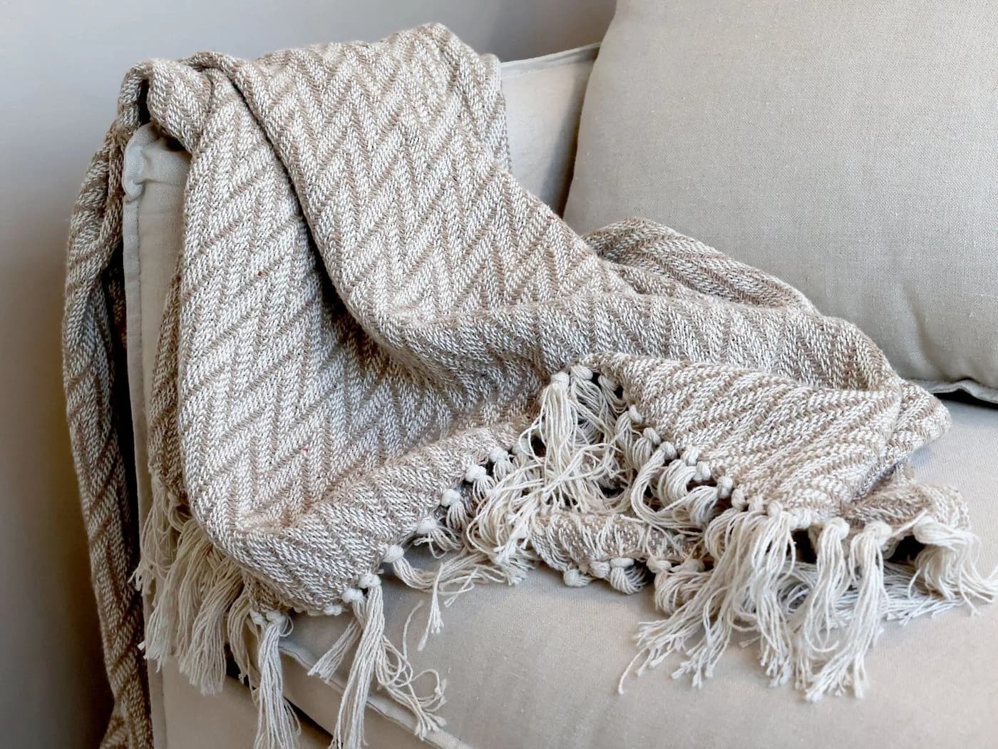 Chic Antique Decke Plaid Kuscheldecke 150x130cm Zick-Zack Muster