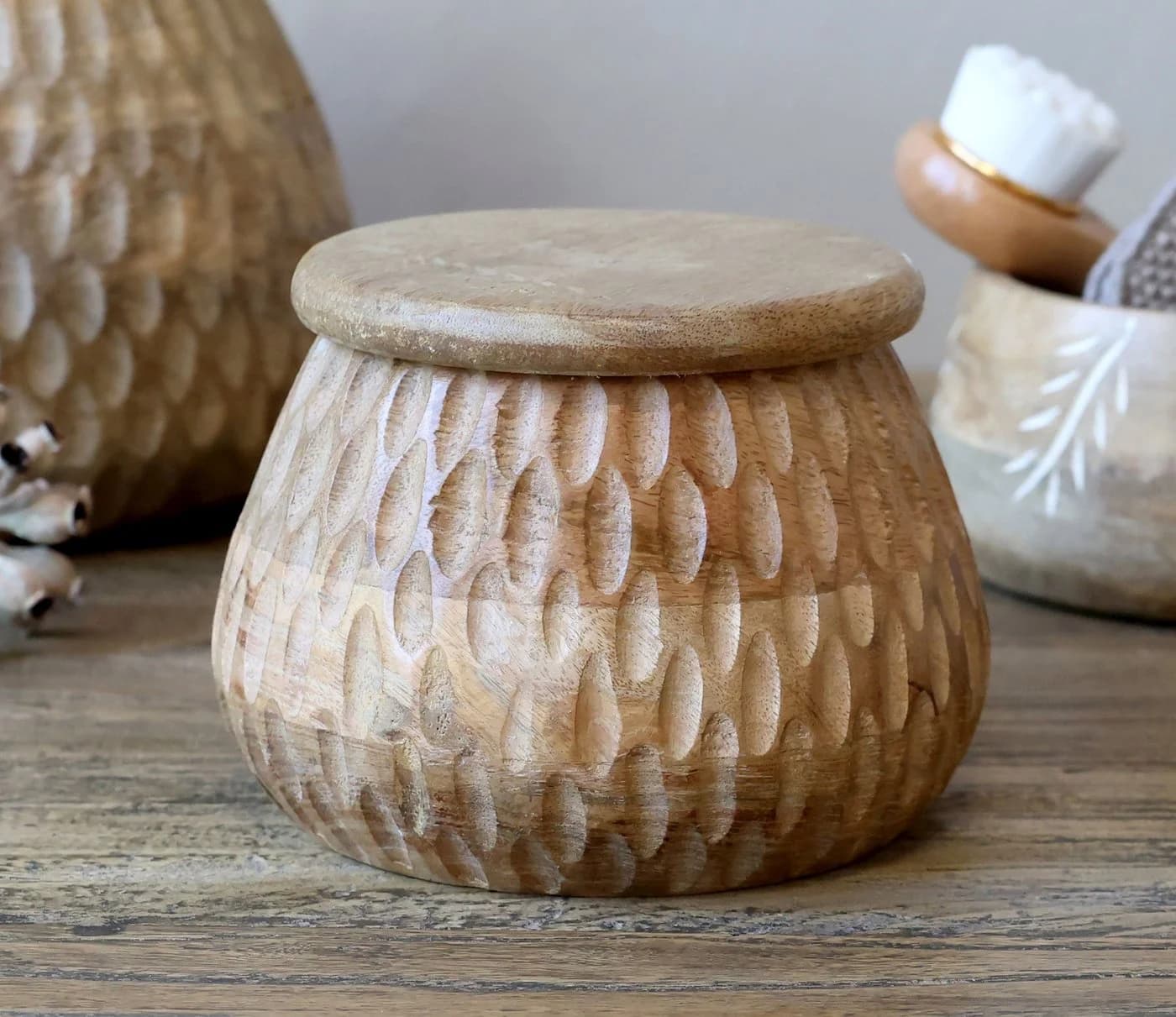Chic Antique Aufbewahrungsdose mit Deckel aus Mangoholz