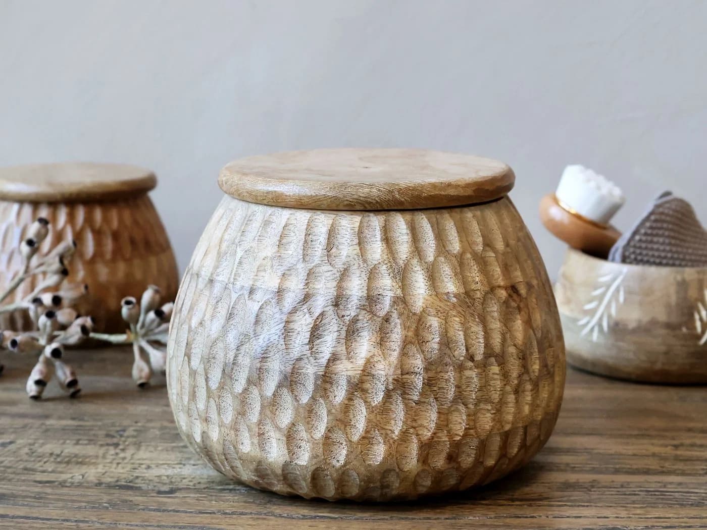 Chic Antique Aufbewahrungsdose mit Deckel Mangoholz