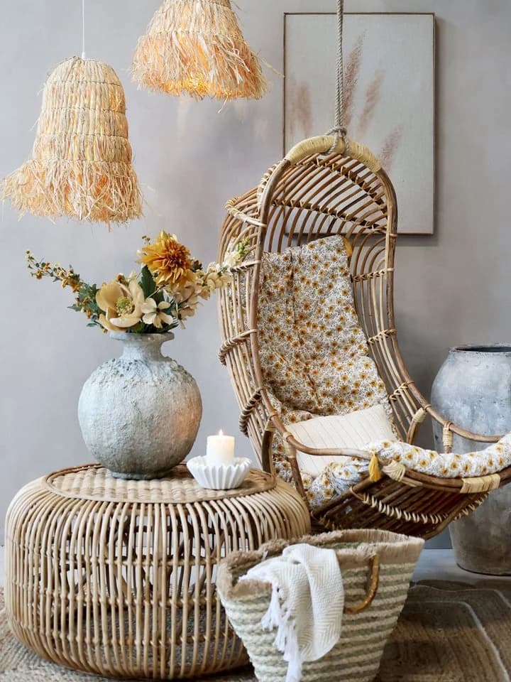 Chic Antique Hängeleuchte Geflochten Naturfarben E27