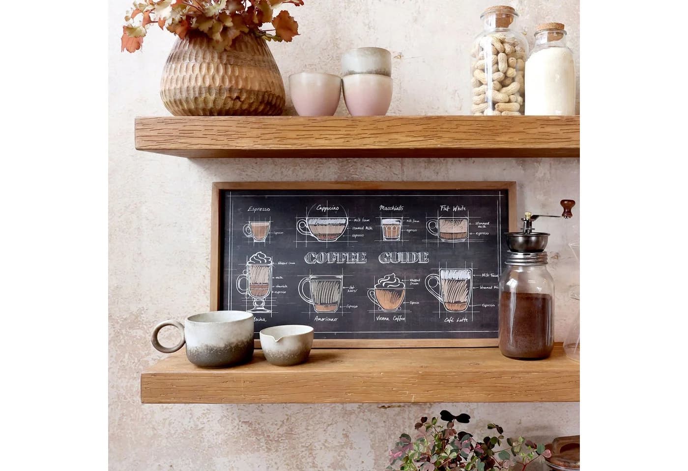 Chic Antique Vintage Wandbild Kaffee Holzrahmen 30x40 cm