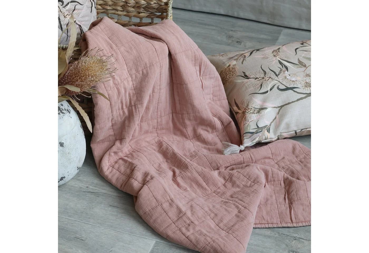 Chic Antique Tagesdecke Taupe Vintage Baumwolle Polyester