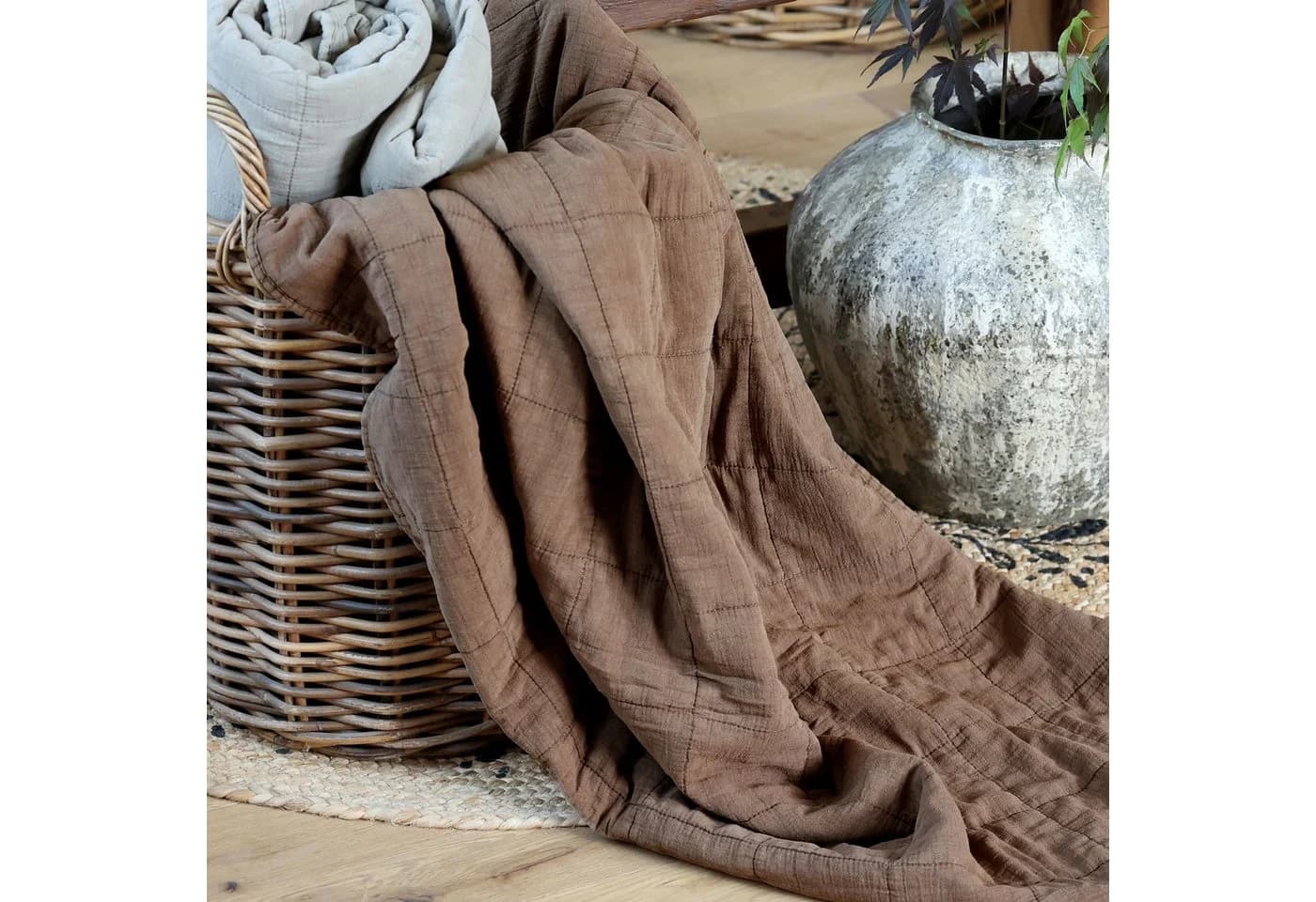 Chic Antique Tagesdecke Vintage Braun 180x130cm