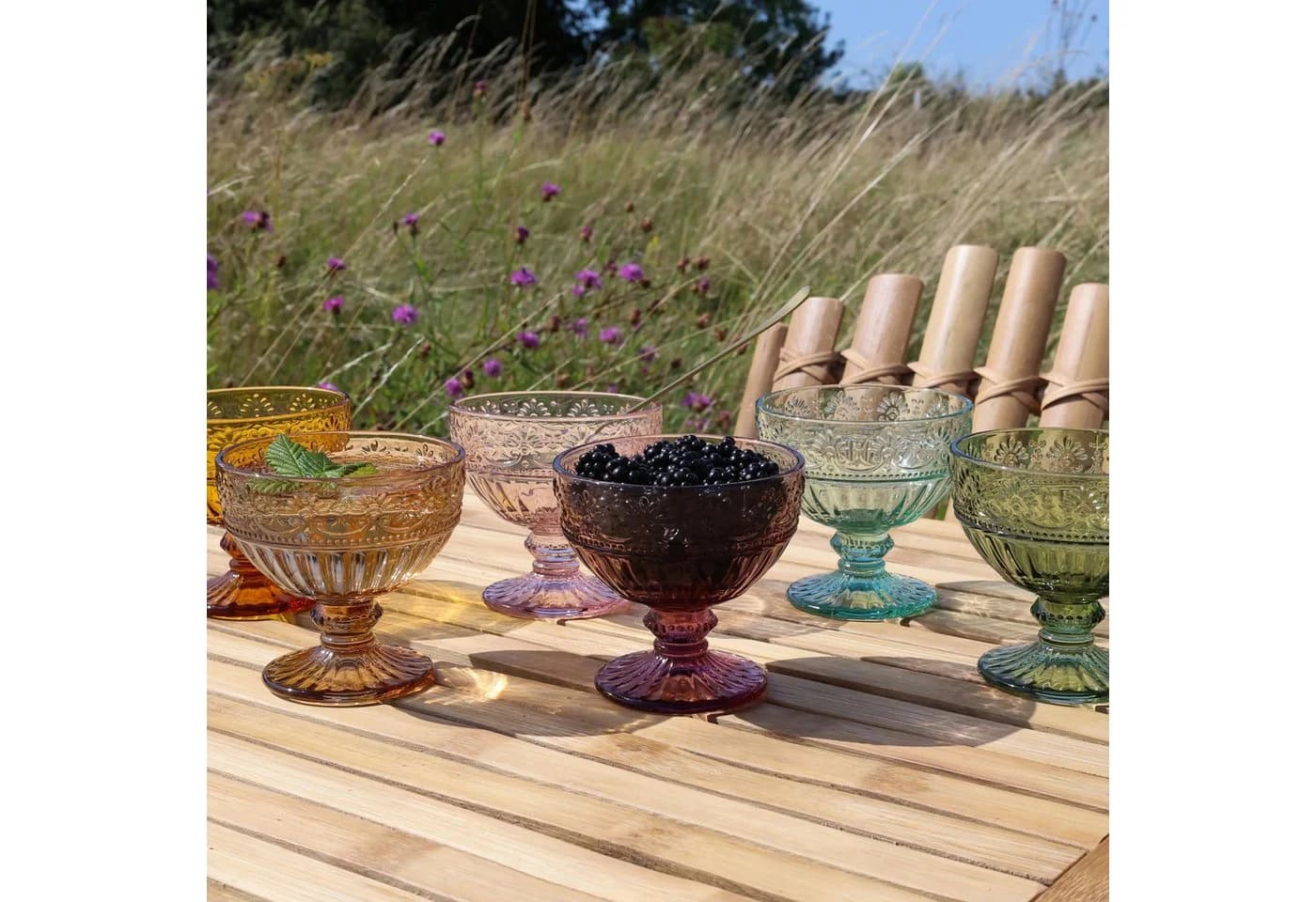 Chic Antique Gläser-Set 6x Trinkgläser 260ml Bunt Glas