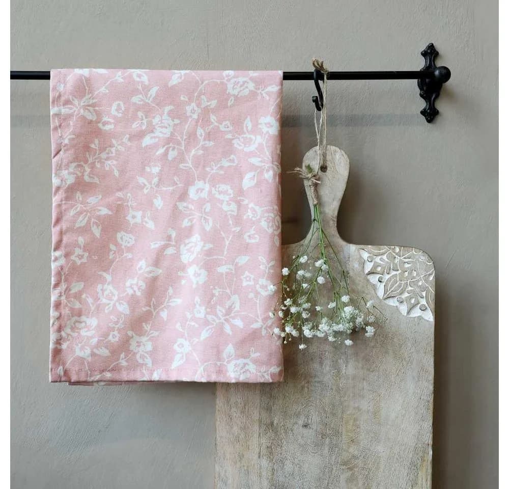 Chic Antique Geschirrtuch AIX Rosa mit Wildrosen-Print