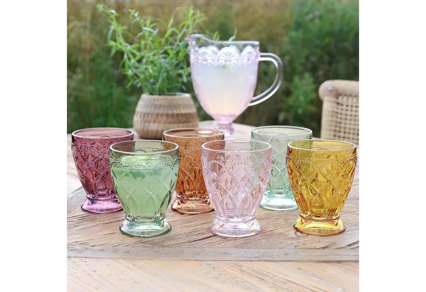 Chic Antique Saint-Émilion Glas-Set 6er Bunt Vintage-Muster