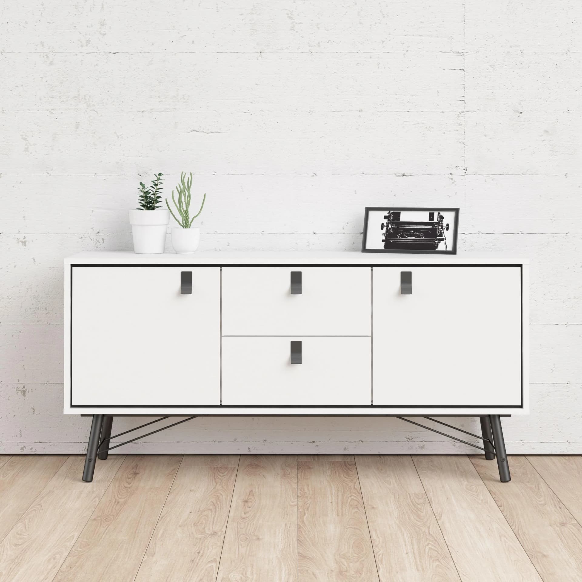 Sideboard ANDAS Ry Schwarz-Weiß mit 2 Türen und 2 Schubladen