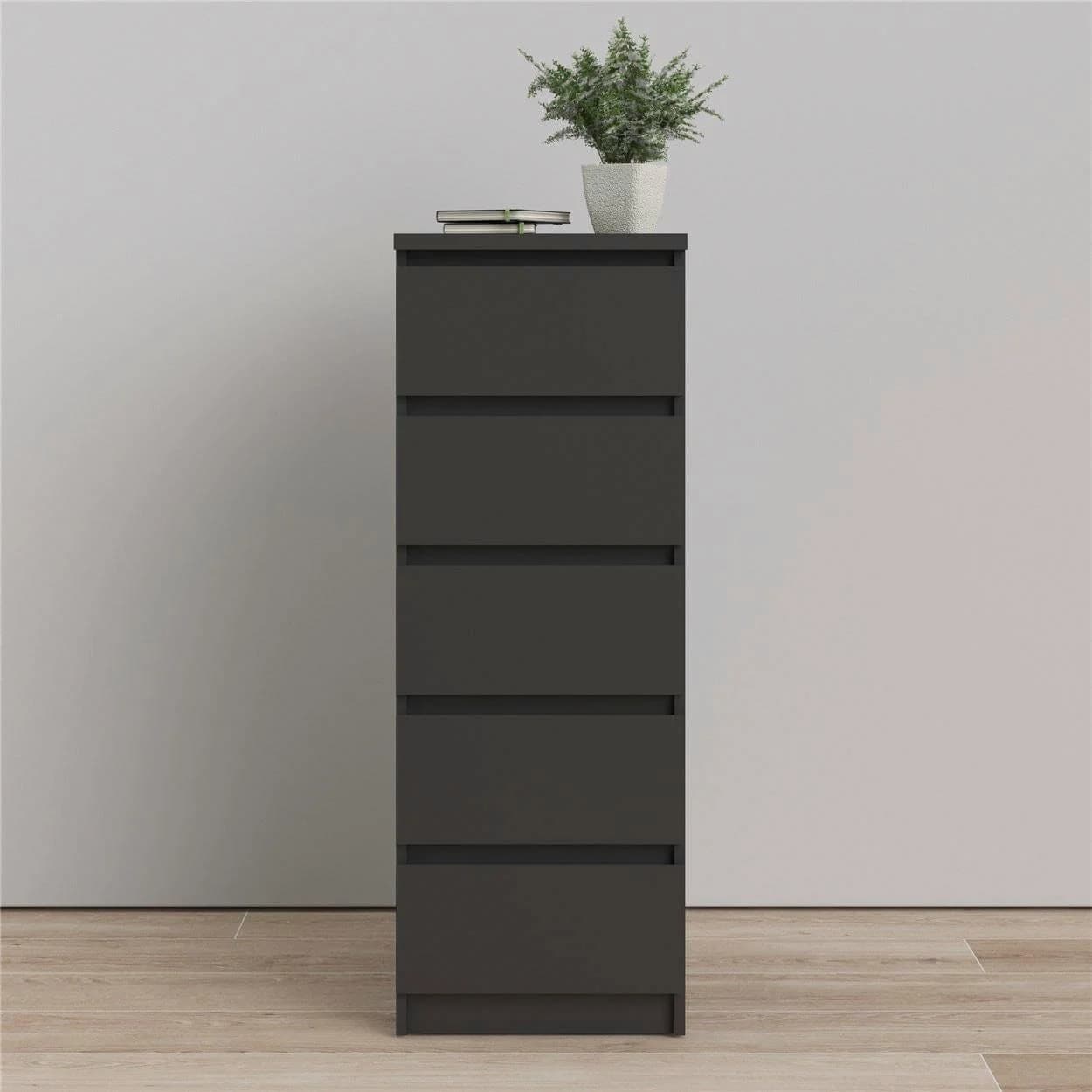 INOSIGN Highboard Naia Schwarz 5 Schubladen Modern Skandinavisch