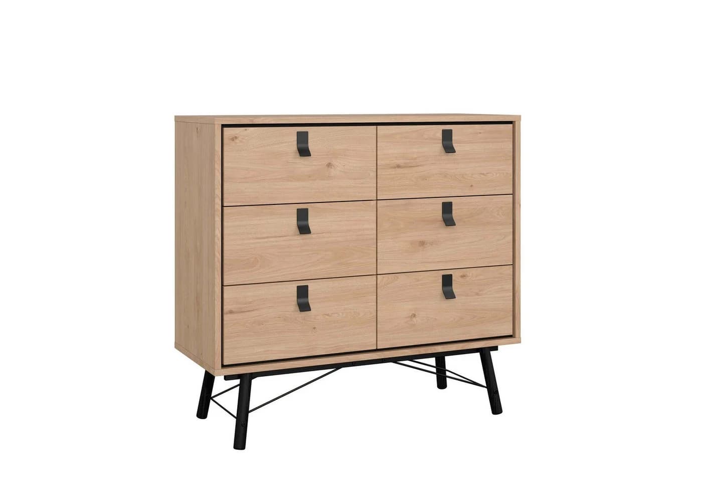 Kommode ANDAS Ry Braun 6 Schubladen Holzwerkstoff Massivholzbeine