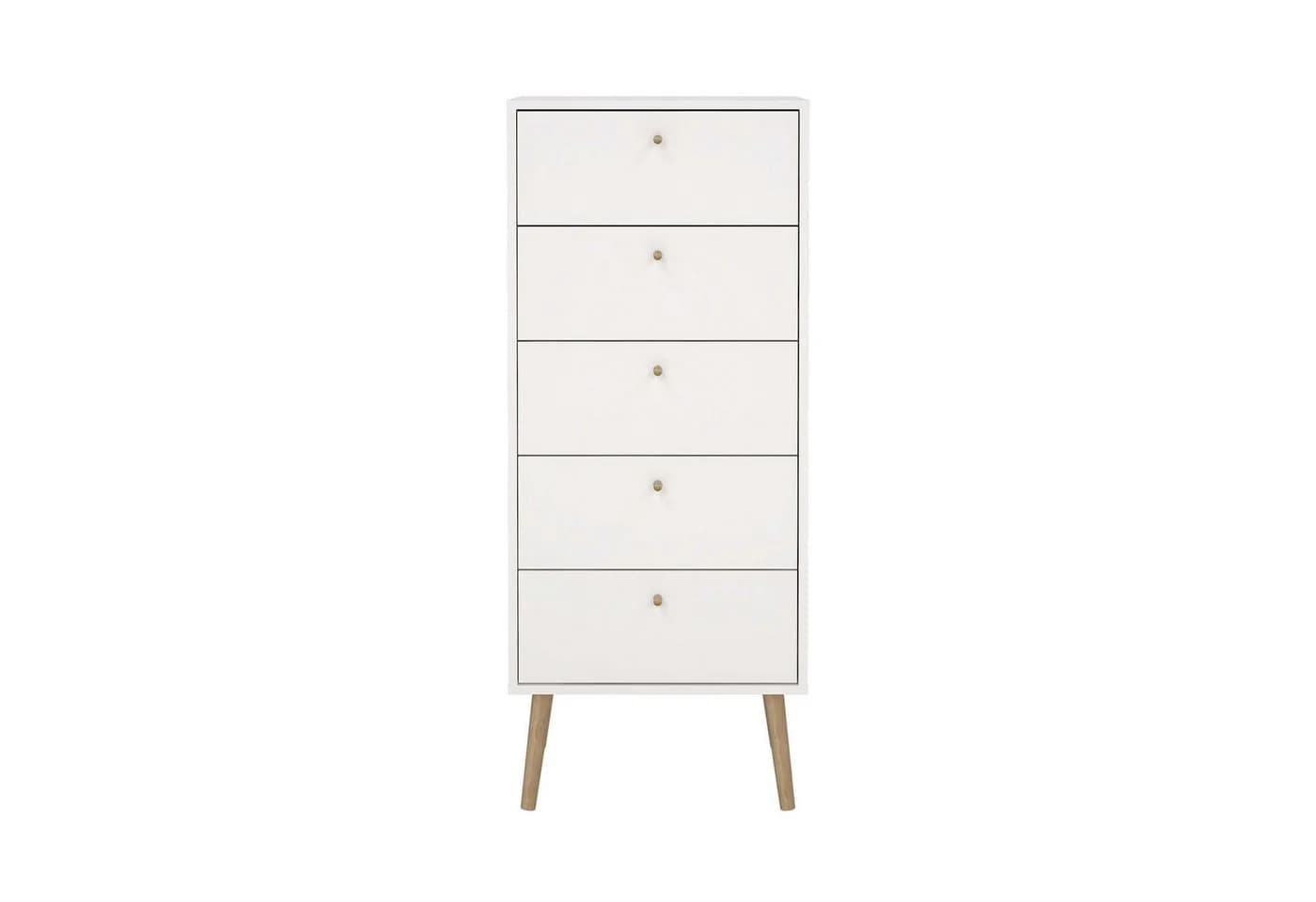 Highboard ANDAS Bodo Weiß 5 Schubladen Skandinavisches Sideboard