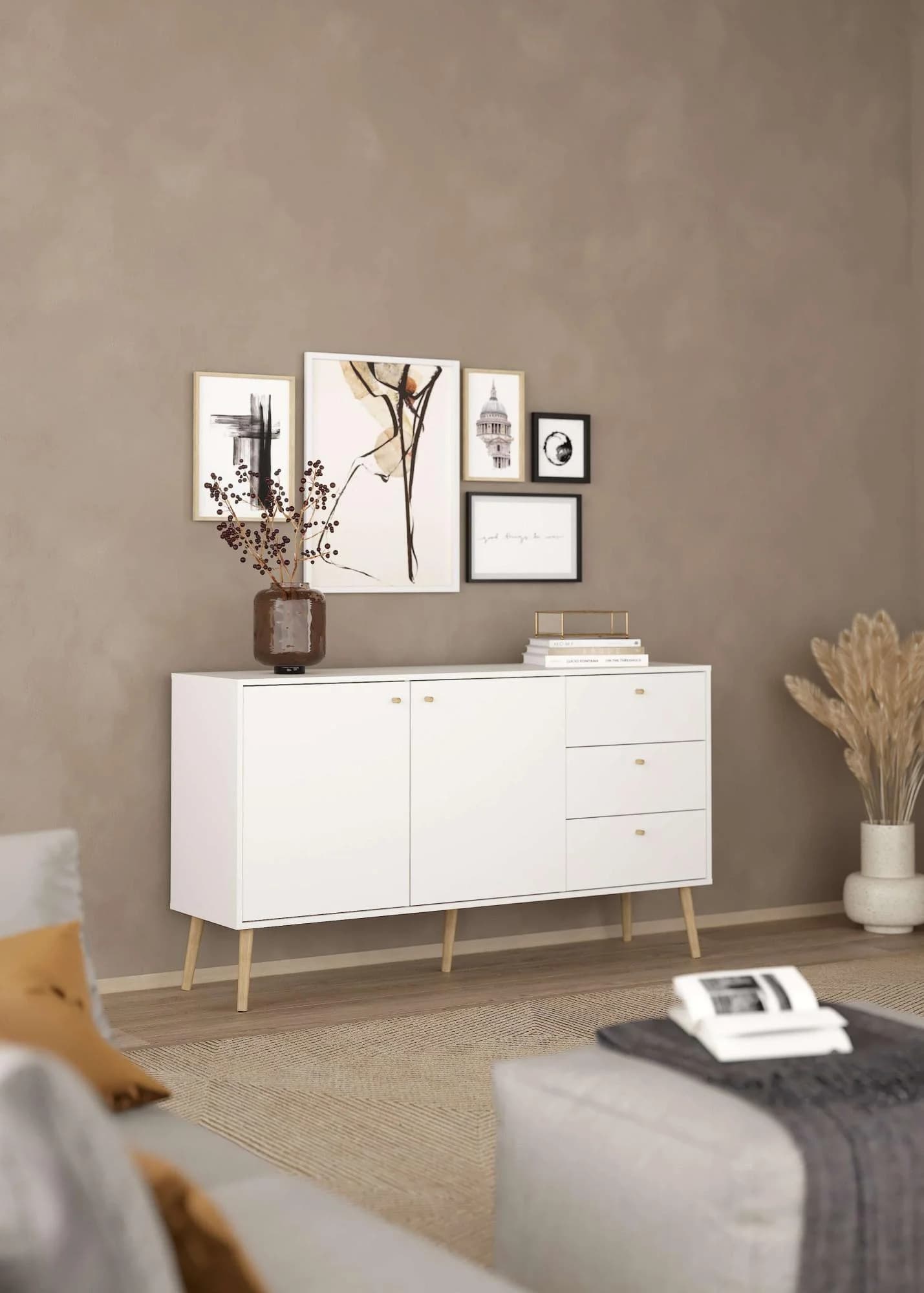 Sideboard ANDAS Bodo Weiß Skandinavisches Design
