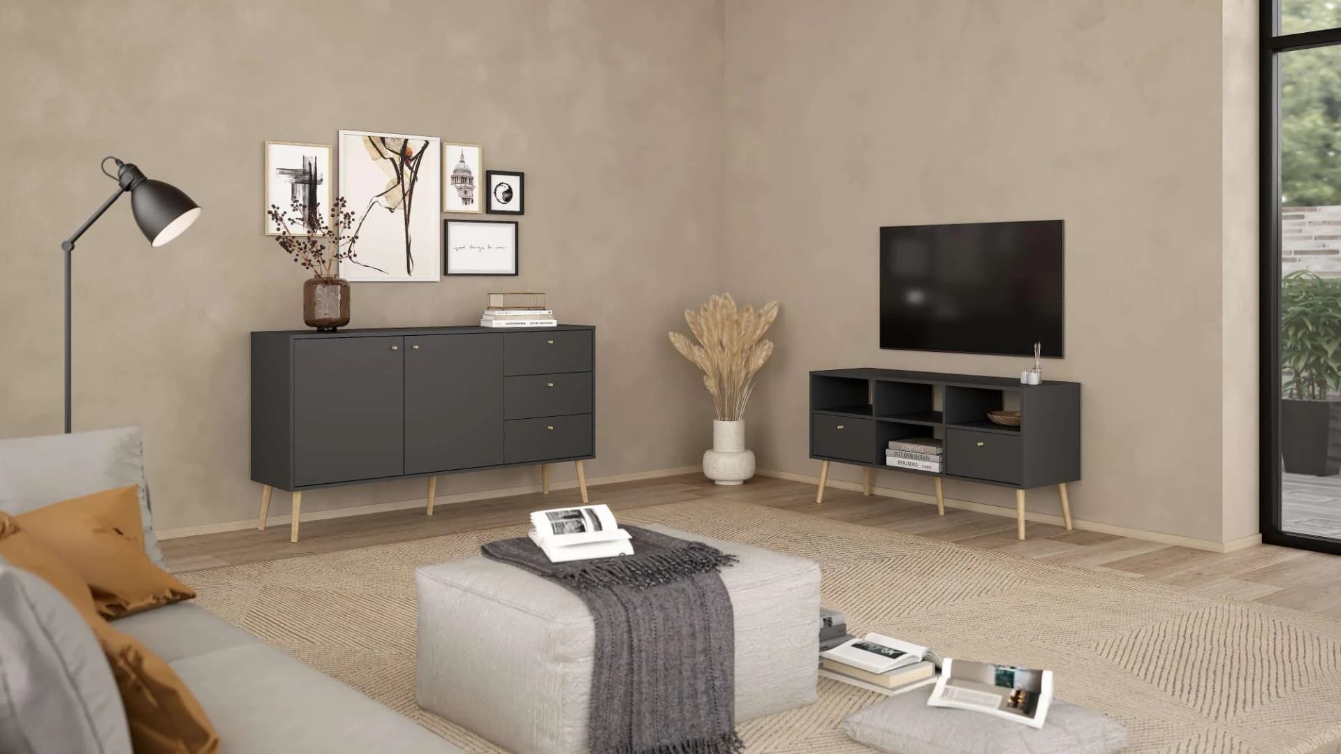 TV-Board ANDAS Bodo TV-Möbel TV-Unit Mediamöbel Regal Grau