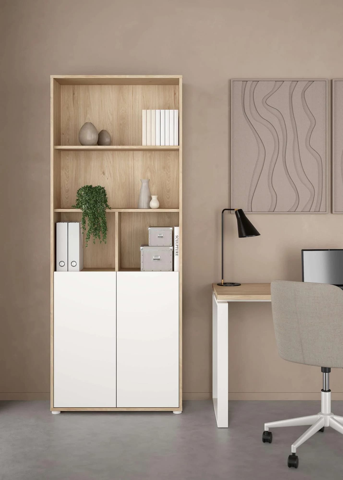 INOSIGN Bücherregal Sign Weiß Jackson Hickory 2 Türen 4 Böden
