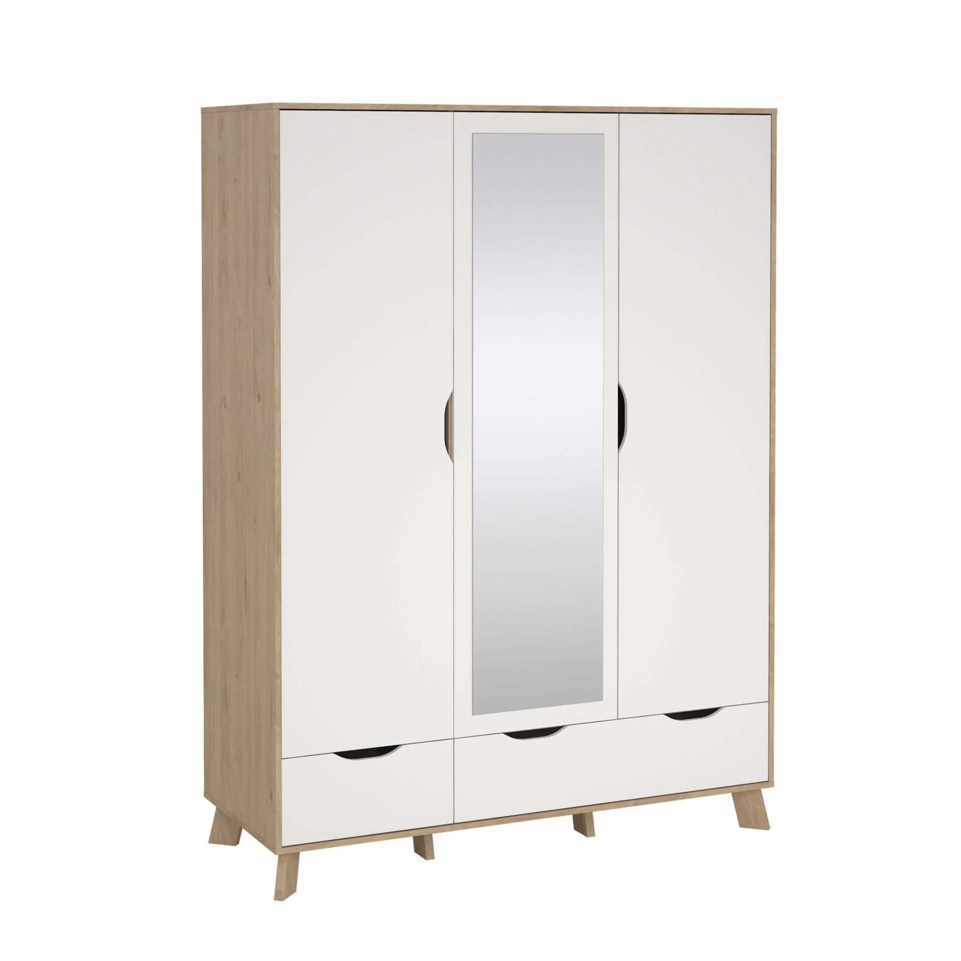 Kleiderschrank ANDAS Ikast mit Spiegeltür Weiß
