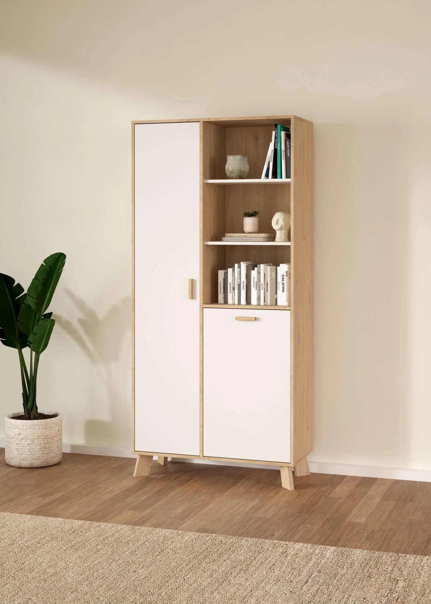 Vitrine ANDAS Ikast Vitrinenschrank Standvitrine Schrank Stauraum Weiß