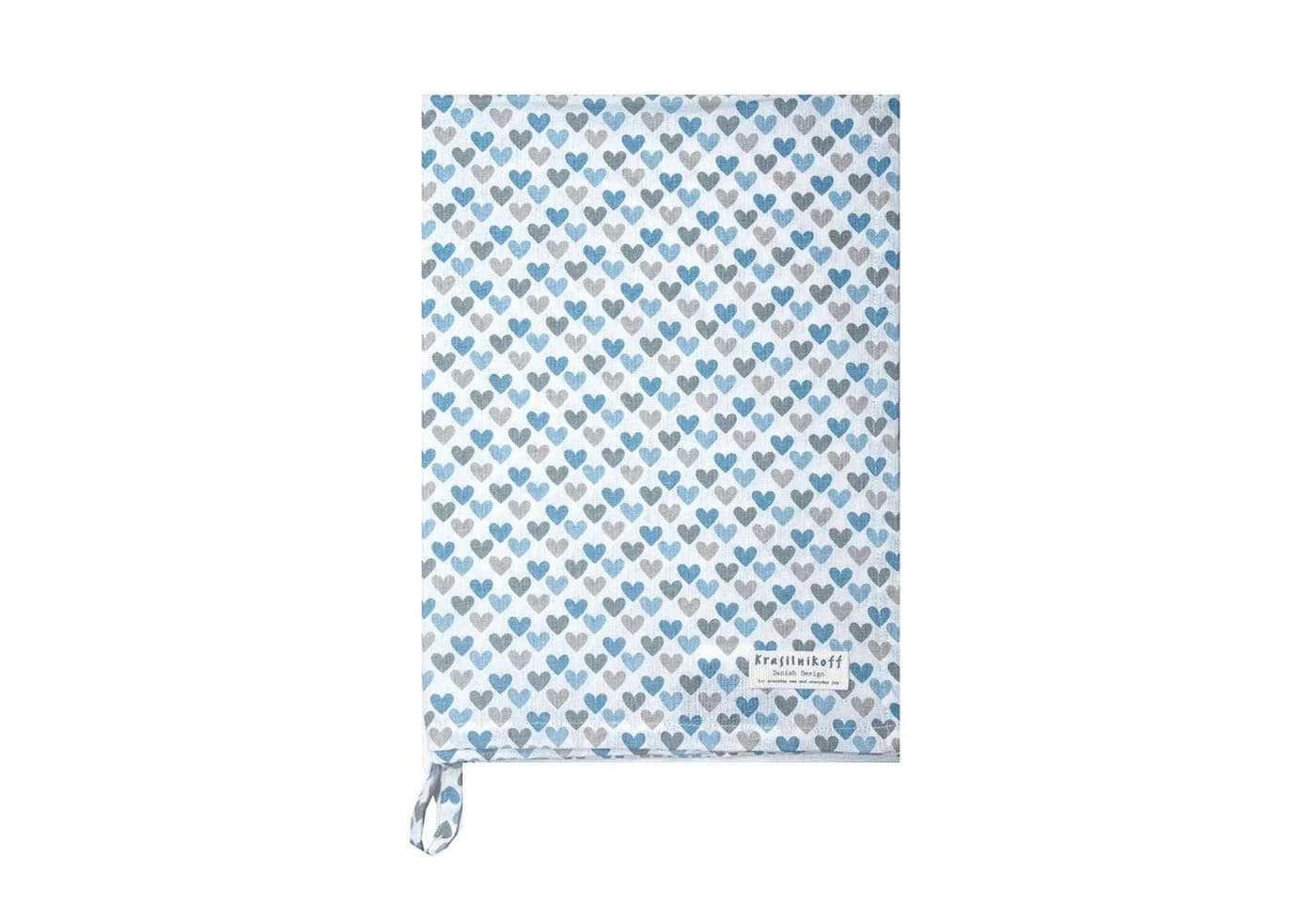 Krasilnikoff Geschirrtuch Herz-Print Blau/Weiß Konfetti Baumwolle