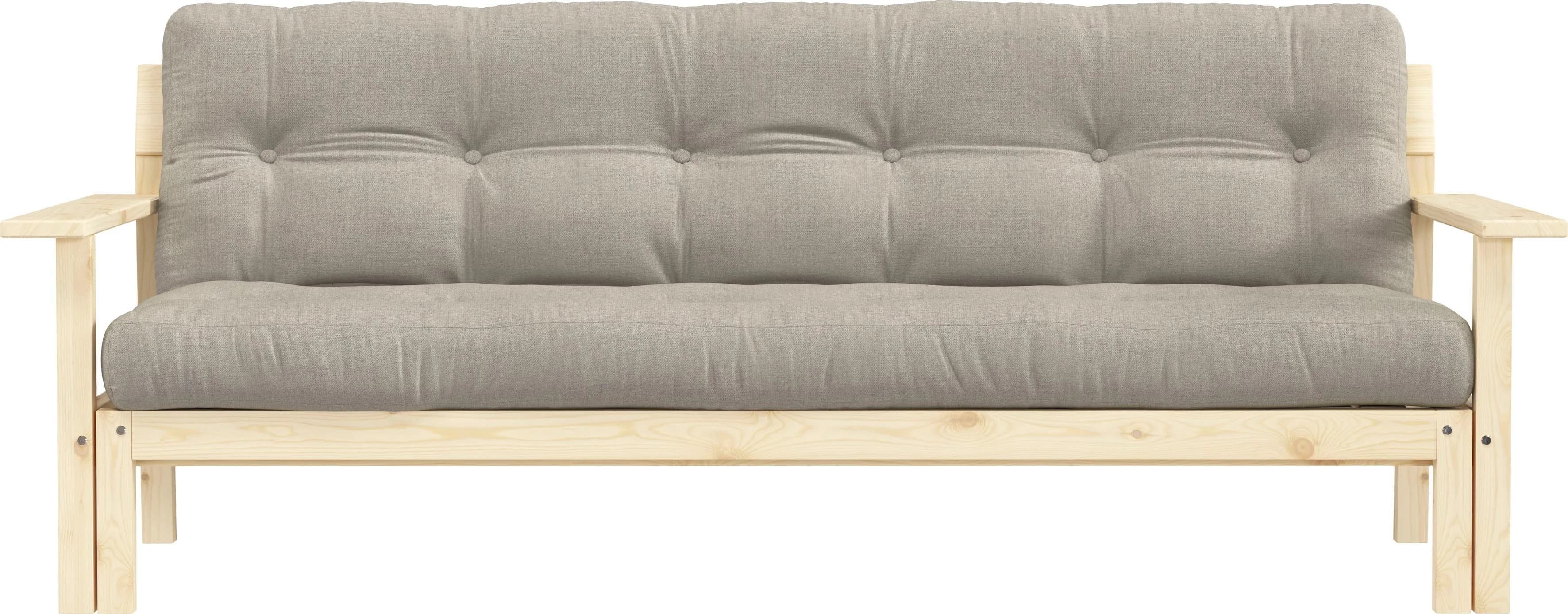 Schlafsofa KARUP DESIGN Unwind Beige mit Holzstruktur und Schlafplatz