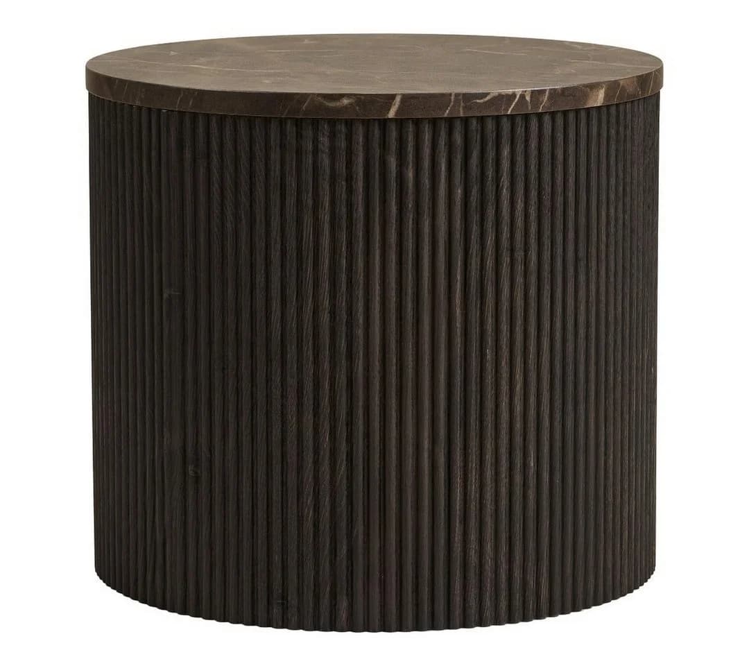 ebuy24 Couchtisch Ida Eckentisch Ø45cm Marmor Dekor Braun